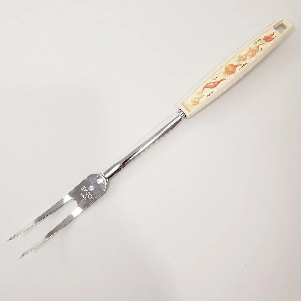 Vtg Ekco Meat Fork Onion Shallot Almond Plastic Handle Cooking Utensil Kitchen